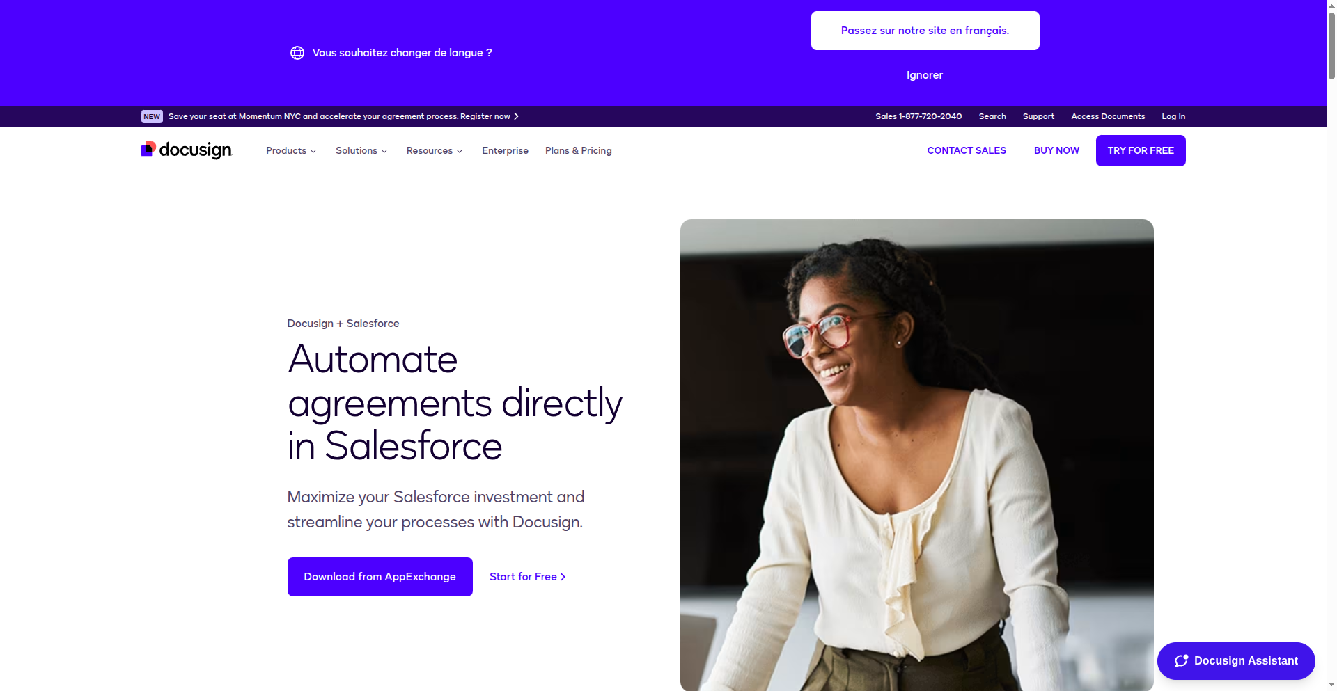 DocuSign Salesforce integration page